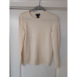 C by Bloomingdale's Cashmere Sweater Womens Medium Cream Crewneck minimalist